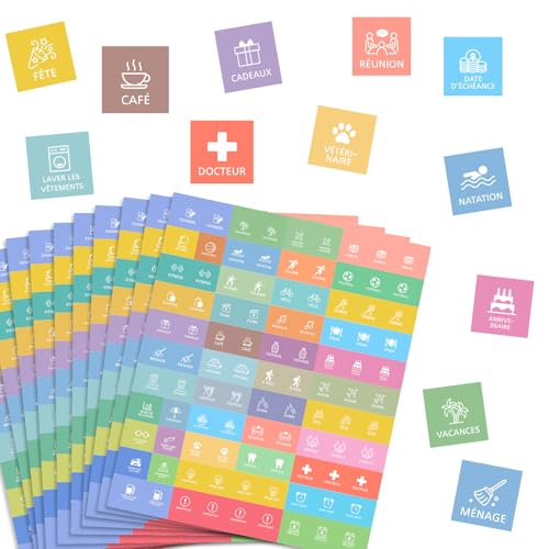 COLOFALLA 990 Stücke Kalender Sticker Kalender Aufkleber auf Französisch Familienplaner Sticker Planer Sticker für Studenten und Arbeiter von COLOFALLA