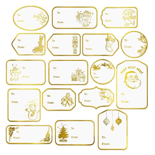 COLOFALLA Weihnachten Aufkleber zum Beschriften Gold Geschenkaufkleber Weihnachtsaufkleber Weihnachten Etiketten Selbstklebend Weihnachtssticker Klebeetiketten (golden) von COLOFALLA