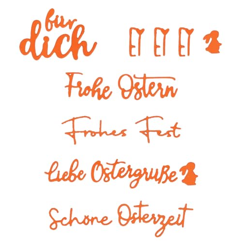 Ostern Stanzformen Wünsche Gratulationen Stanzschablonen Ostern Prägeschablonen Schriftzüge Schriften Ostern Stanzbögen Deko DIY Scrapbooking Karten Handwerk Basteln Geschenkbox von COLOFALLA