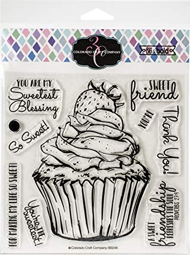 Colorado Craft Company BB246 Colorado Stempel, Motiv: Sweet Friend Cupcake, groß und bunt von COLORADO CRAFT COMPANY