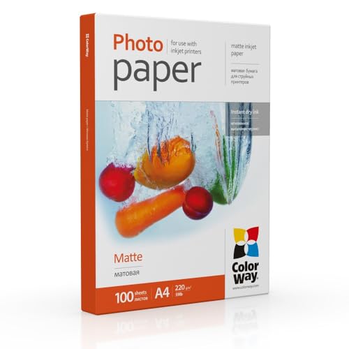 ColorWay Fotopapier Matt, DIN A4, 220 g/m², 100 Blatt, Tintenstrahldrucker von COLORWAY