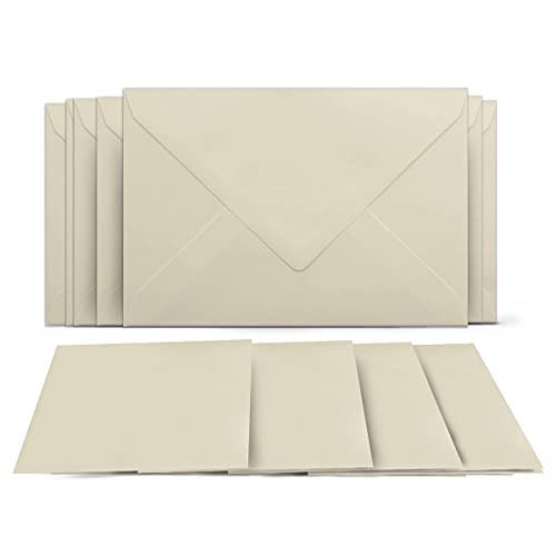 100 Klappkarten mit Umschlägen Set Creme - DIN A6 Blanko Doppelkarten 14,8 x 21 cm (160 g/m²) - DIN C6 Umschlag 11,4 x 16,2 cm (100 g/m²) Nassklebung - Grußkarten Einladungskarten Hochzeit von COLOURS 4-YOU by Glüxx-Agent