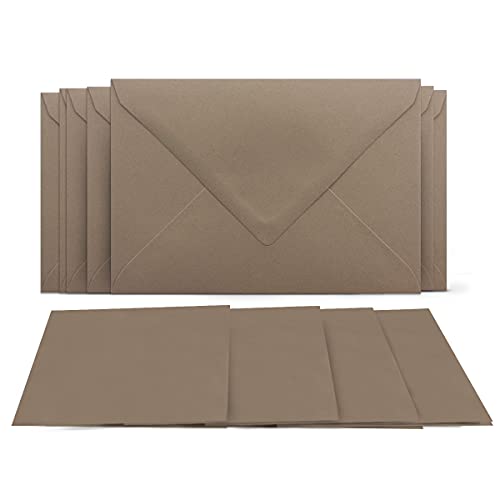 100 Klappkarten mit Umschlägen Set Taupe - DIN A6 Blanko Doppelkarten 14,8 x 21 cm (160 g/m²) - DIN C6 Umschlag 11,4 x 16,2 cm (100 g/m²) Nassklebung - Grußkarten Einladungskarten Hochzeit von COLOURS 4-YOU by Glüxx-Agent