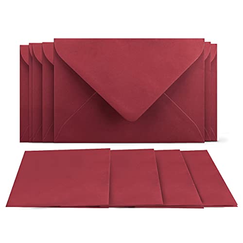 150 Klappkarten mit Umschlägen Set Dunkelrot - DIN A6 Blanko Doppelkarten 14,8 x 21 cm (160 g/m²) - DIN C6 Umschlag 11,4 x 16,2 cm (100 g/m²) Nassklebung - Grußkarten Einladungskarten Hochzeit von COLOURS 4-YOU by Glüxx-Agent