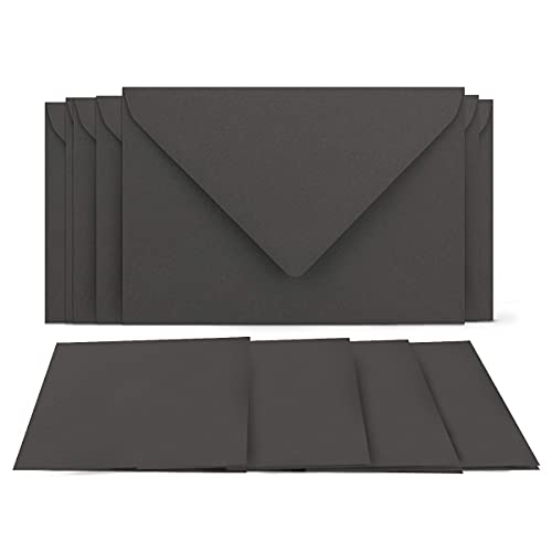 200 Klappkarten mit Umschlägen Set Anthrazit - DIN A6 Blanko Doppelkarten 14,8 x 21 cm (160 g/m²) - DIN C6 Umschlag 11,4 x 16,2 cm (100 g/m²) Nassklebung - Grußkarten Einladungskarten Hochzeit von COLOURS 4-YOU by Glüxx-Agent