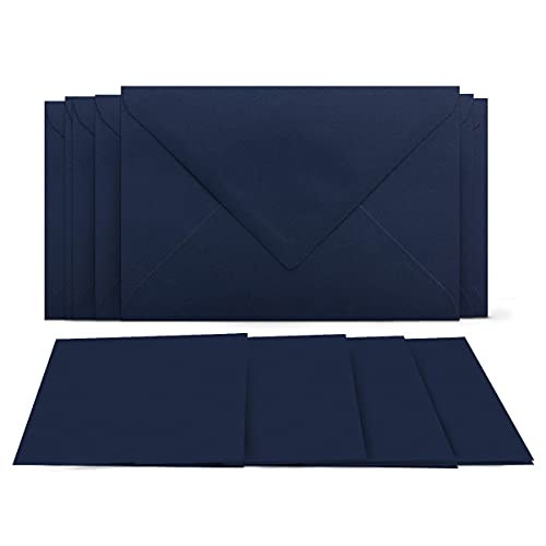 200 Klappkarten mit Umschlägen Set Dunkelblau - DIN A6 Blanko Doppelkarten 14,8 x 21 cm (160 g/m²) - DIN C6 Umschlag 11,4 x 16,2 cm (100 g/m²) Nassklebung - Grußkarten Einladungskarten Hochzeit von COLOURS 4-YOU by Glüxx-Agent