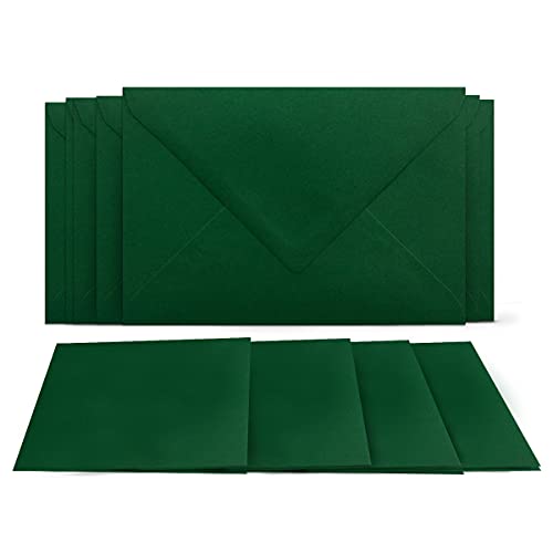 200 Klappkarten mit Umschlägen Set Dunkelgrün - DIN A6 Blanko Doppelkarten 14,8 x 21 cm (160 g/m²) - DIN C6 Umschlag 11,4 x 16,2 cm (100 g/m²) Nassklebung - Grußkarten Einladungskarten Hochzeit von COLOURS 4-YOU by Glüxx-Agent