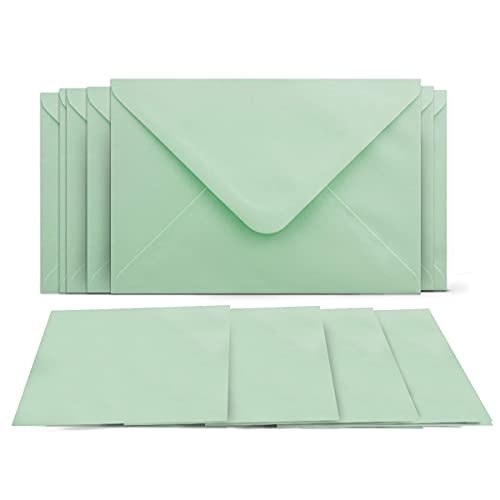 25 Klappkarten mit Umschlägen Set Mintgrün - DIN A6 Blanko Doppelkarten 14,8 x 21 cm (160 g/m²) - DIN C6 Umschlag 11,4 x 16,2 cm (100 g/m²) Nassklebung - Grußkarten Einladungskarten Hochzeit von COLOURS 4-YOU by Glüxx-Agent