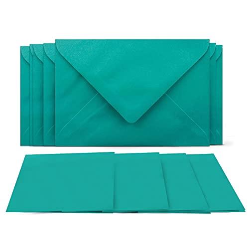 25 Klappkarten mit Umschlägen Set Pazifikblau - DIN A6 Blanko Doppelkarten 14,8 x 21 cm (160 g/m²) - DIN C6 Umschlag 11,4 x 16,2 cm (100 g/m²) Nassklebung - Grußkarten Einladungskarten Hochzeit von COLOURS 4-YOU by Glüxx-Agent