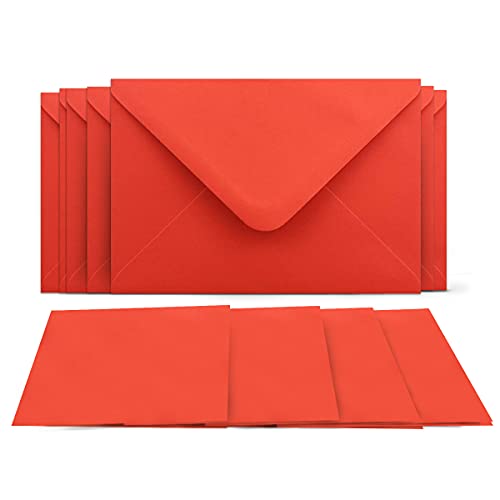 25 Klappkarten mit Umschlägen Set Rot - DIN A6 Blanko Doppelkarten 14,8 x 21 cm (160 g/m²) - DIN C6 Umschlag 11,4 x 16,2 cm (100 g/m²) Nassklebung - Grußkarten Einladungskarten Hochzeit von COLOURS 4-YOU by Glüxx-Agent