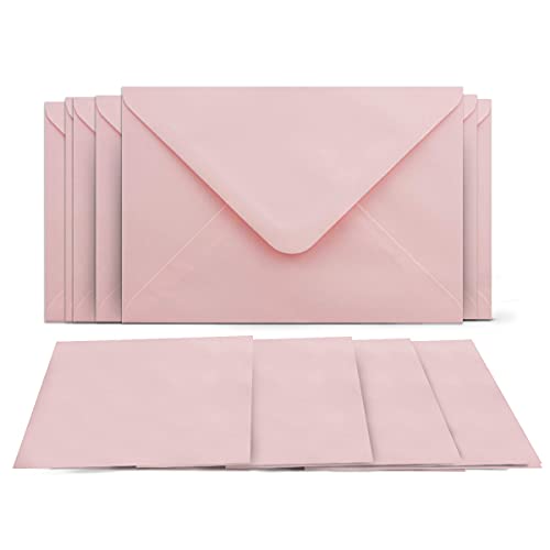 50 Klappkarten mit Umschlägen Set Rosa - DIN A6 Blanko Doppelkarten 14,8 x 21 cm (160 g/m²) - DIN C6 Umschlag 11,4 x 16,2 cm (100 g/m²) Nassklebung - Grußkarten Einladungskarten Hochzeit von COLOURS 4-YOU by Glüxx-Agent