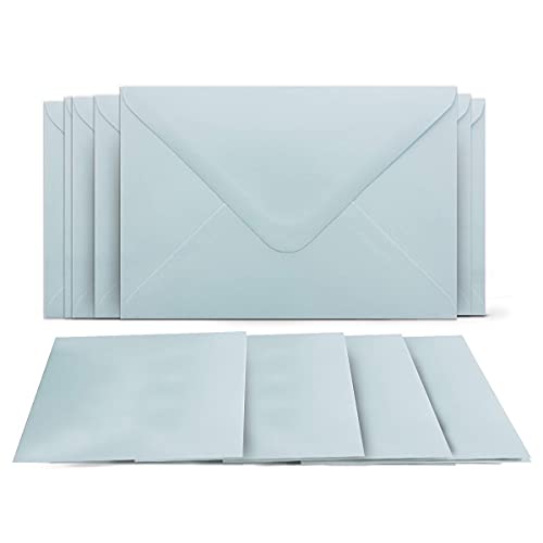 75 Klappkarten mit Umschlägen Set Hellblau - DIN A6 Blanko Doppelkarten 14,8 x 21 cm (160 g/m²) - DIN C6 Umschlag 11,4 x 16,2 cm (100 g/m²) Nassklebung - Grußkarten Einladungskarten Hochzeit von COLOURS 4-YOU by Glüxx-Agent