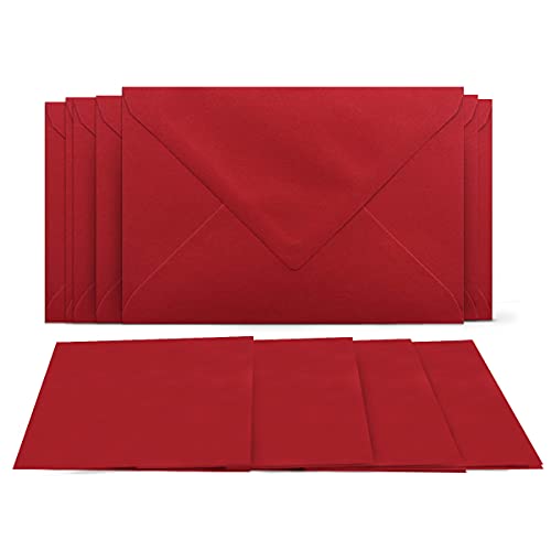 75 Klappkarten mit Umschlägen Set Kirschrot - DIN A6 Blanko Doppelkarten 14,8 x 21 cm (160 g/m²) - DIN C6 Umschlag 11,4 x 16,2 cm (100 g/m²) Nassklebung - Grußkarten Einladungskarten Hochzeit von COLOURS 4-YOU by Glüxx-Agent