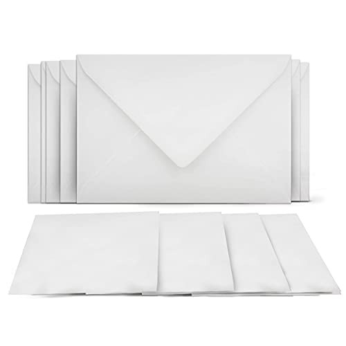 75 Klappkarten mit Umschlägen Set Weiss - DIN A6 Blanko Doppelkarten 14,8 x 21 cm (160 g/m²) - DIN C6 Umschlag 11,4 x 16,2 cm (100 g/m²) Nassklebung - Grußkarten Einladungskarten Hochzeit von COLOURS 4-YOU by Glüxx-Agent