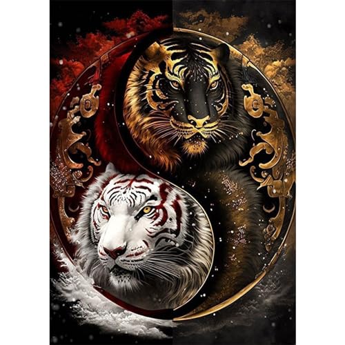 COMBYEO 5D DIY Diamond Painting Tiger Kits,Diamant Dots Art Kits Erwachsene Kinder,Tiger Painting Bilder Diamant Malerei Set für Wanddekoration,30x40 cm von COMBYEO