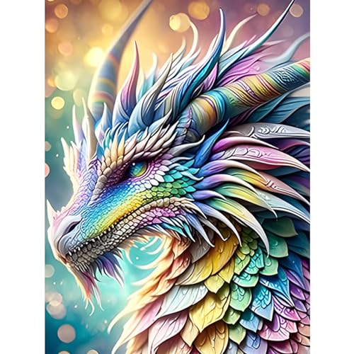 COMBYEO 5D Drache Diamant Painting Pictures, DIY Bunter Drache Diamant Art Painting Kits, Hängematte Diamond Painting Set for Adults Anfänger, Mosaic Making, Diamond Painting for Home Decor 30x40cm von COMBYEO