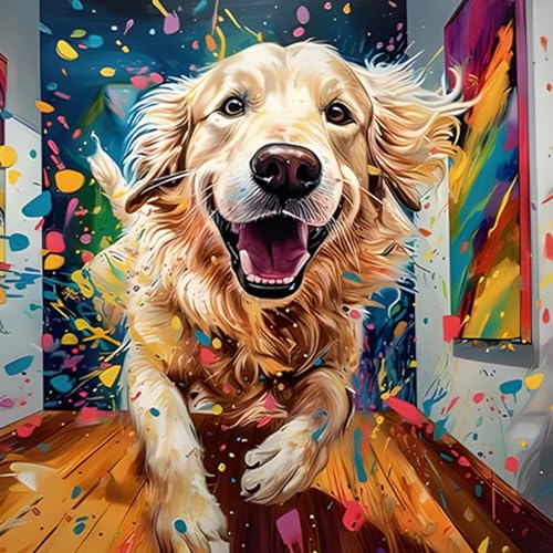 COMBYEO 5D Maus Diamant Painting Pictures, DIY Golden Retriever Diamant Art Painting Kits, Hängematte Diamond Painting Set for Adults Anfänger, Mosaic Making, Diamond Painting for Home Decor 30x30cm von COMBYEO