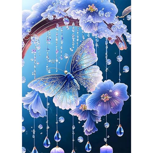 COMBYEO 5D Schmetterling Diamant Painting Pictures, DIY Blume Diamant Art Painting Kits, Hängematte Diamond Painting Set for Adults Anfänger, Mosaic Making, Diamond Painting for Home Decor 30x40cm von COMBYEO