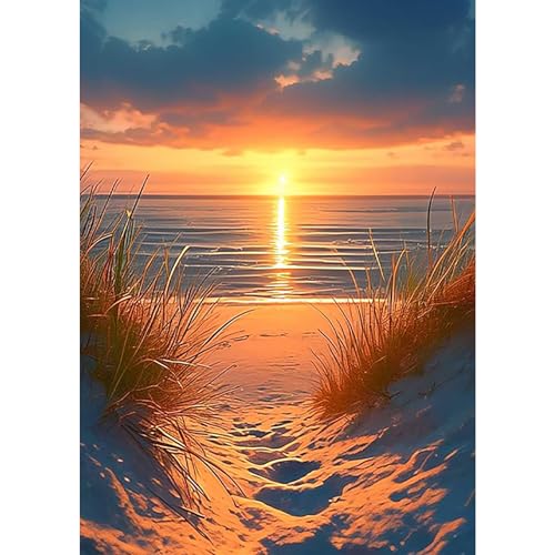 COMBYEO 5D Strand Diamant Painting Pictures, DIY Sonnenuntergang Diamant Art Painting Kits, Hängematte Diamond Painting Set for Adults Anfänger, Mosaic Making, Diamond Painting for Home Decor 30x40cm von COMBYEO