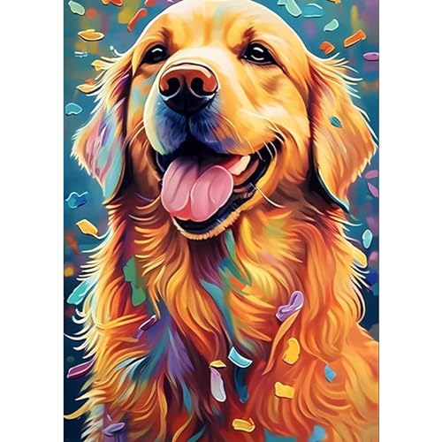 COMBYEO Diamond Painting Erwachsene Hund, 5D Diamant Painting Bilder Erwachsene Hund, DIY Diamond Painting Bilder Diamant Malerei Tier Set 30x40cm von COMBYEO