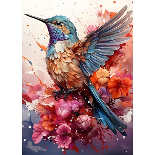 COMBYEO Diamond Painting Erwachsene Kolibri, 5D Diamant Painting Bilder Erwachsene Vogel, DIY Blume Diamond Painting Bilder Diamant Malerei Kolibri Set 30x40cm von COMBYEO