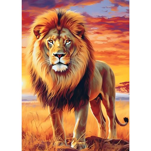 COMBYEO Diamond Painting Erwachsene Löwe, Diamant Painting Bilder Heftig Löwe Diamond Art Erwachsene Full DIY Diamant Kunst Malerei Stickerei Set Kreuzstich Bilder Home Wand Dekor 30x40cm von COMBYEO