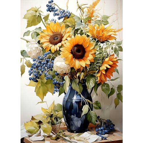 COMBYEO Diamond Painting Erwachsene Sonnenblume, Diamant Painting Bilder Blume Diamond Art Erwachsene Full DIY Diamant Kunst Malerei Stickerei Set Kreuzstich Bilder Home Wand Dekor 30x40cm von COMBYEO