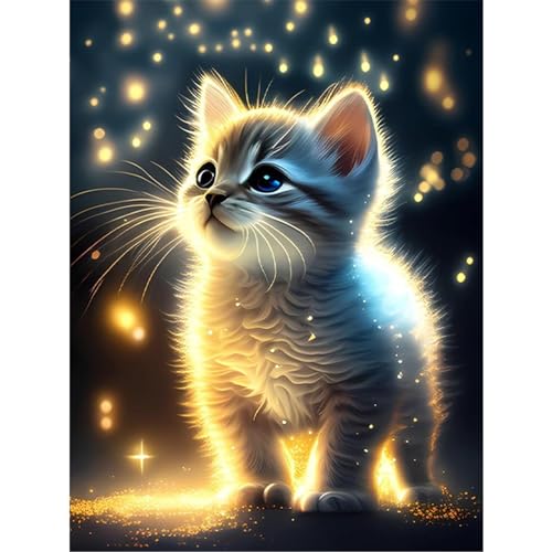 COMBYEO Diamond Painting Katze Diamant Painting Bilder Katze 5D Diamond Painting Erwachsene Tier Full Diamant Bilder Malerei Stickerei Set Kreuzstich Bilder Home Wand Dekor 30x40cm von COMBYEO