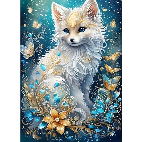 COMBYEO Fox Diamant Painting Bilder Erwachsene Kit,Diamond Painting Bilder Tiere, 5D Diamond Painting Art Set,Schmetterling Mosaik Diamond Art nach Zahlen,Geschenk für die Familie 30x40 cm von COMBYEO