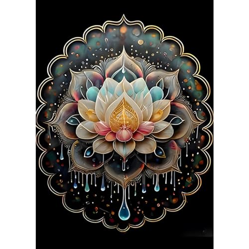 COMBYEO Mandala Diamond Painting, 5D Blume Diamant Painting Kits Bilder für Erwachsene, DIY Diamant Malerei Diamond Painting Bilder Set 30x40cm für Wanddekor von COMBYEO