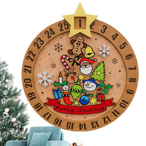 Weihnachtsdekoration, Countdown-Kalender-Schild | Weihnachts-Countdown-Schild, Wanddekoration Weihnachtsschmuck | Holz-Countdown-Willkommens-Türschild, Haustür-Kalender, Nummer, Datum, von COMFOLIVING