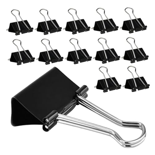 COMNESTBI 60 Stück schwarzer Binderclip büroklammern Papierklemmen Papierclip Klemmbinder mittlere Heftklammern kleine Heftklammern Bindemittel Heftklammern in loser Schüttung Eisen Black von COMNESTBI