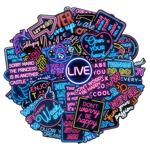 COMNICO 150 Stück Neon Sprüche Sticker Set Aesthetic Inspirierend Zitate Motivations Sticker Wasserfeste Vinyl Aufkleber Lustige Scrapbook Aufkleber für Laptop Telefon Journal Wasserflaschen Tagebuch von COMNICO