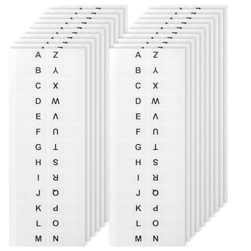 COMNICO 520 Stück Kleine Alphabet-Registerkarten Alphabet A-Z Index Registerregister Selbstklebende Register für Ordner, Notebook Büro, Lehrbuch, Buch, Wörterbuch (Weiß) von COMNICO