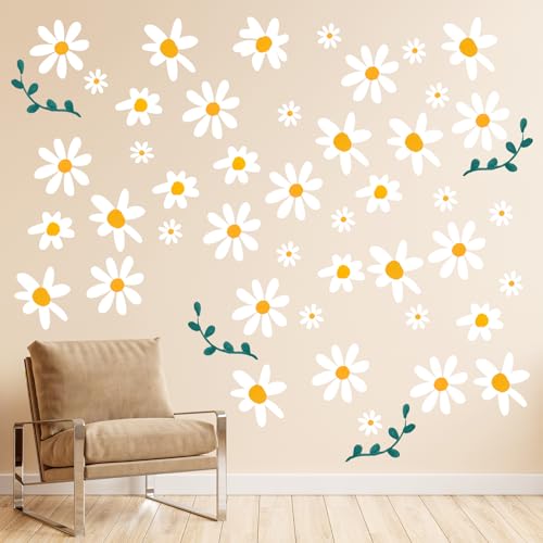 COMNICO 96 Stück Süße Blumen Wandaufkleber PVC Buntes Wandtattoo Selbstklebend Wanddekoration Wandsticker Blumen-Aufkleber Wohnzimmer Schlafzimmer Sofa Hintergrund Wanddeko (12 Blatt) von COMNICO