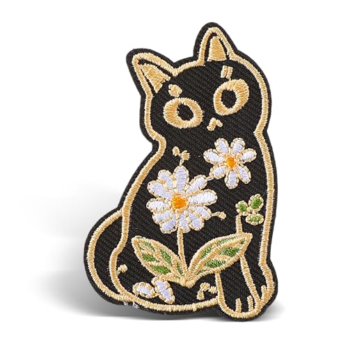 COMNICO Gestickte Patches Cartoon-Süße Katze zum Aufbügeln Bestickte Abzeichen-Applikationen Reparatur-Patch DIY-Kleidung Zubehör für Rucksäcke Jacken Jeans (Katze) von COMNICO