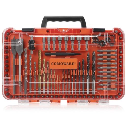 COMOWARE Bohrer-Set, 104-teiliges Schraubendreher-Bit-Set mit robuster Hülle, Tatanium, Drehspitze, Schlagschrauber-Bohrer, Kombi-Kit für Metall, Beton, Mauerwerk, Holz von COMOWARE