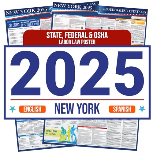 Poster 2025 New York State and Federal Labor Law – Englisch Spanisch Combo – OSHA Workplace Compliant – Pflichtvorschriften Posting für Mitarbeiter – Erforderliche Einhaltung Posting 40,6 x 101,6 cm, von COMPLIANCE AUDIT CENTER