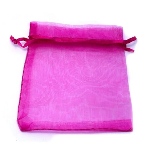 60 Stück/Beutel, 16 Farben zur Auswahl, Schmuck-Verpackungsbeutel, ziehbare Organza-Beutel, 15 x 20 cm, Beutel und Beutel – (Farbe: Fuchsia) von COMPONENT-NKA