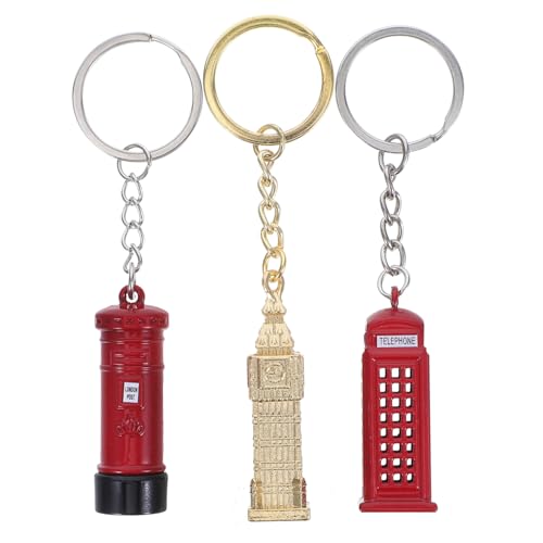 COMPUKAS 3-Teiliges Set Telefonzellen-Schlüsselanhänger Schlüsselanhänger London Big Ben Schlüsselanhänger Schlüsselbund für Rucksack Netter Schlüsselbund London-Souvenirs Geldbörse von COMPUKAS