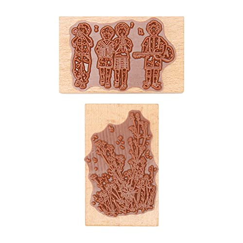 2 Stück Holzstempel, Quadratischer Gummistempel, Niedlicher Gummistempel für Scrapbooking und DIY-Bastelkarten von COMTERVI