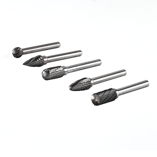 5-teilige Rotationsgrate, Tgsten-Stahl-Schleifgrate, 6-mm-Schaft, 10-mm-Kopf, Rotationsschneidbit-Kit von COMTERVI