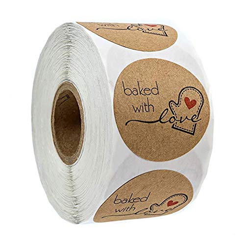 500 Stück Kraftpapier Aufkleber Sticker Aufkleber Etiketten Rund Selbstklebend Vintag Geschenkaufkleber Geschenksticker für Backen Geschenktüten Karte Briefumschlag Hochzeit (D) von COMTERVI