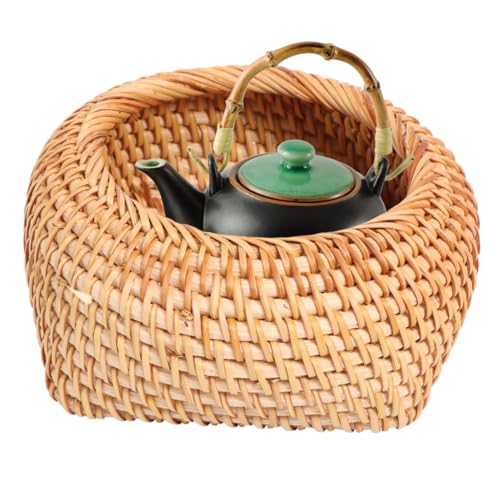 CONGARTENO 1 Stück Karton Haushalt Rattan Geschirr Obstschale Aus Seegras Rattan-obstschale Aufbewahrungsschale Aus Rattan Besteck-Organizer Tablett Für Kommode Brotkorb Aus Rattan Hölzern von CONGARTENO