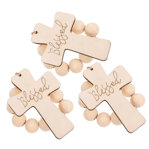 CONGARTENO 3St Kreuzperlen hochzeitsdekoration holzperlen Tischdekoration Hochzeit Holz Tischdeko dekorative Perlen Glyzinien Ringe Kette Serviettenverzierung Serviettendekor-Accessoire Beige von CONGARTENO