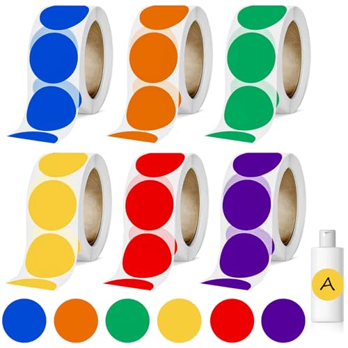 CONJURAIDE 3000 Stück Klebepunkte Bunt, 25mm Punkte Aufkleber Rund Bunte Klett Farbige Klebepunkte Ablösbar Markierungspunkte Selbstklebend Glue Dots Markers Kinder Sticker Rund für Diy Büro Kalende von CONJURAIDE