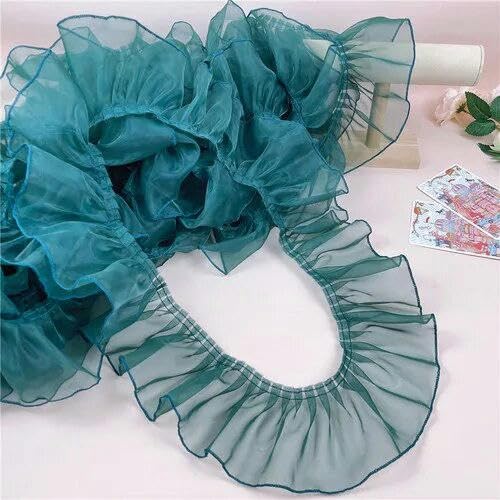 3 Yard/Lot Farben Tüll Mesh 3D Plissee Spitzenstoff Puppen Kleid Kragen Rüschen Rüschenbesatz Band DIY Nähen Guipure Dekor von CONVOW