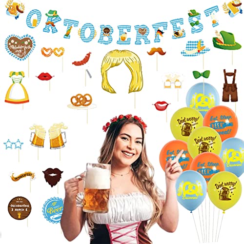 COOBAA Bierdekorationen | Bierbanner und Luftballons, Zubehör für Bar, Trinken, Oktoberfest-Dekor, Foto-Requisiten von COOBAA