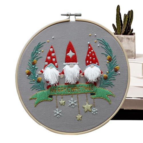 COOBAA Frohe Stickset, Ornamente, Weihnachtsmann-Stickset, Handstickerei-Set für Anfänger, Erwachsene, Kinder von COOBAA