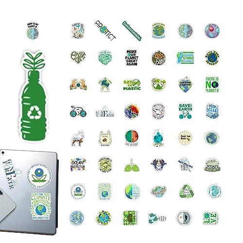 COOBAA Nature Stickers Pack, PVC Cute Green Cartoon Stickers, Unique Teens Decals Supplies for Laptops, Notebooks, Desks, Water Mug, Water Bottles, Skateboards von COOBAA